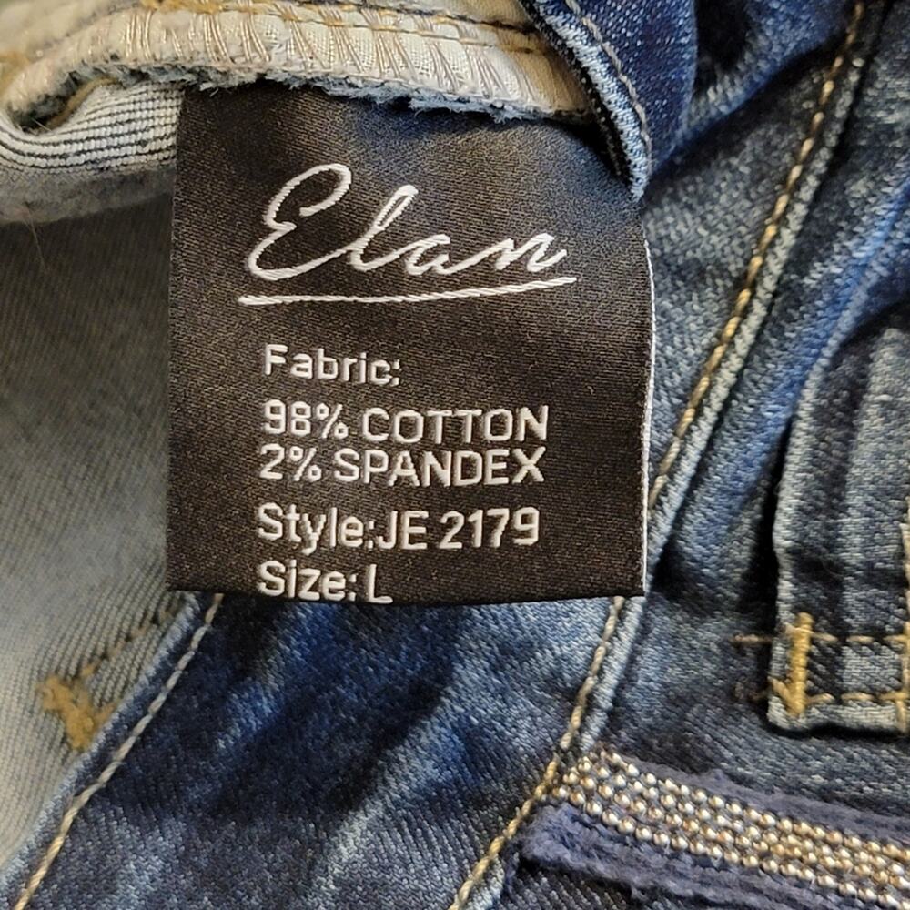 Elan High Rise Beaded Seam Dark Wash Stretch Skinny Blue Denim Jean Size L - Picture 8 of 11